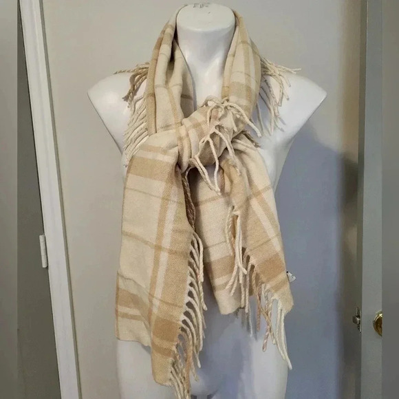 Banana Republic Wool/Angora Rabbit Hair Blend Plaid (2)Scarfs with Fringe - Picture 2 of 7